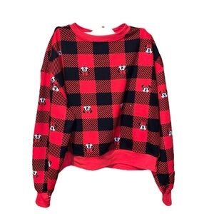 Disney Minnie Mouse Jerry Leigh Red/Black Plaid Crop Top Extra Small NWOT